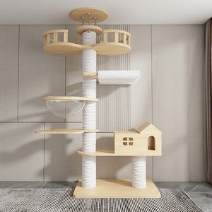 Arranhador de Sisal de Madeira com Plataforma Grande, Árvore para Gatos Altas para Múltiplos Gatos em Ambientes Internos - Product Image 4