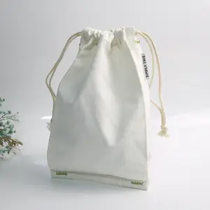 Customized Backpack Gym Yoga Sack Pack Drawstring Draw Pull String Back Cloth Canvas Tote Bag With Inside Pockets Ribbon