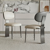 Chaise de salle à manger moderne avec structure en bois massif, pieds en acier inoxydable, revêtement en cuir, meubles de salle à manger durables pour la maison avec une sensation de qualité supérieure
