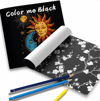 Livre de coloriage Colorme noir et blanc à couverture souple - 24 pages, motif chats et fleurs mignons, pour soulager le stress et la relaxation, imprimé