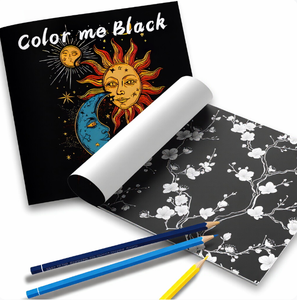 Livre de <span class=keywords><strong>coloriage</strong></span> Colorme noir et blanc à couverture souple - 24 pages, motif chats et fleurs mignons, pour soulager le stress et la relaxation, imprimé - Product Image 4