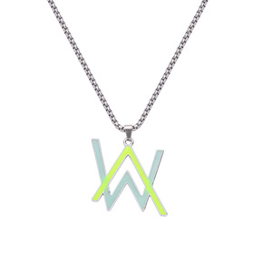 Collares con Colgante de Letras Luminous View World, Collar de Hip Hop de Música Electrónica Popular de <span class=keywords><strong>Alan</strong></span> Walker en Europa y América - Product Image 4