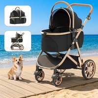 Poussette pour animaux de compagnie SML Deluxe à grandes roues, légère, pliable et détachable pour chats et chiens de petite et moyenne taille