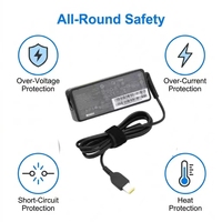 Chargeur secteur pour ordinateur portable 65W 20V 3.25A DC à port carré et coque longue, compatible avec les adaptateurs Lenovo ThinkPad, IdeaPad, Yoga