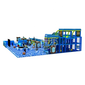 Aire de jeux intérieure pour enfants de couleur bleue personnalisée avec de grands toboggans et une <span class=keywords><strong>piscine</strong></span> à balles - Product Image 4
