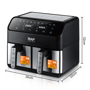 Raf đa chức năng Nồi chiên không khí freidora de Aire 1000W + 1000W 2 giỏ kiểm soát nhiệt độ 200 độ 360 lưu thông không khí - Product Image 2