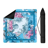Tapis de jeu de mahjong imprimé sur mesure, motif floral vintage, couverture de table en caoutchouc antidérapante, tapis de jeu silencieux avec sac de transport