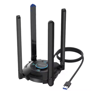 อะแดปเตอร์ไวไฟ USB WAVLINK AX5400 Tri-band สำหรับพีซี 2.4/5/6GHz เสาอากาศ 4 ต้นแบบ High Gain 5dBi อะแดปเตอร์เครือข่ายไร้สายสำหรับเดสก์ท็อป มีสินค้าในสต็อก - Product Image 1