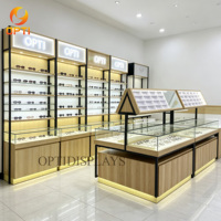 Conjunto Completo de Muebles para Exhibición de Óptica, Exhibidor Moderno de Madera para Gafas de Sol Infantiles con Iluminación LED
