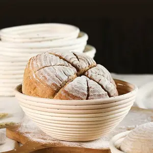 Best Quality 9 Inch Rattan Banneton Basket Bread Handmade Sourdough Bread Kit With Logo
