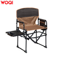 Chaise de directeur pliable WOQI avec table latérale, chaise de camping et de jardin robuste avec porte-gobelet, poche latérale et sac de transport