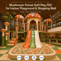 Aire de jeux souple pour enfants Mushroom Forest certifiée ASTM/CE/EN1176 pour les aires de jeux intérieures et les centres commerciaux, en PVC