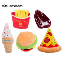 Jouets en peluche pour chiens en forme de pizza, hamburger, frites, beignets et crème glacée, qui couinent