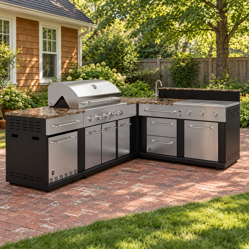 304 Stainless Steel Outdoor Kitchen Cabinets Modern Outdoor Cabinet Set ...
