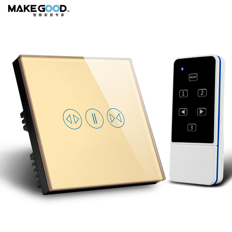 Настенный переключатель с роликовым затвором Европейского типа со стеклянной сенсорной панелью, белый переключатель для штор с сенсорной функцией дистанционного управления