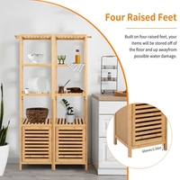 Meuble de rangement pour salle de bain: Étagère haute étroite autoportante Étagères d'angle minces avec 3 étagères ouvertes et porte 33.8x33x140