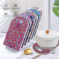 Échantillon gratuit OEM Impression par sublimation personnalisée Décoration de table Set de table en céramique Tapis de fond de plat pour fondue Tapis et coussinets résistants à la chaleur
