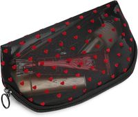 Pochette de maquillage cosmétique en maille avec logo personnalisé pochette cadeau promotionnelle en maille demi-lune de voyage