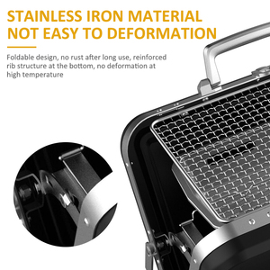Parrilla de barbacoa para acampar al aire libre, parrilla de barbacoa de carbón plegable portátil de acero inoxidable - Product Image 6