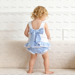Set di Abbigliamento Estivo per Bambine Ric Rac 2026, Vendita all'Ingrosso, 100% Cotone, Set Pannolini con Monogramma per Neonata - Product Image 3