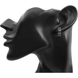 Ornaatis Black Diamond Three Stone Bar Stud <b>Earrings</b> 2.17 Cttw 10k White Gold Claw Setting Women's <b>Fine</b> Jewelry - Product Image 4