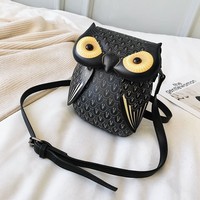 Nouvelle collection printemps : Sac bandoulière imprimé en PU motif chat et hibou de dessin animé, fermeture à rabat, petit format, tendance urbaine