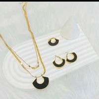 CAIOOCHE 2025 nouveau Style à la mode en acier inoxydable chaîne collier boucles d'oreilles Bracelet anneau trois pièces ensemble pour les femmes