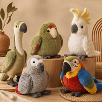 Peluche perroquet en gros, poupée d'oiseau douce personnalisée avec tenue de marque pour cadeaux de fêtes, événements, présentoirs de magasin et cadeaux promotionnels