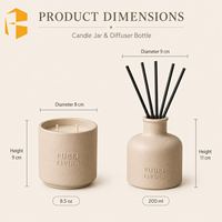 Ensemble de diffuseur de parfum et de bougie en céramique beige mat FUBEI LIVING, boîte cadeau de parfum d'ambiance pour la maison, pots à bougies en céramique