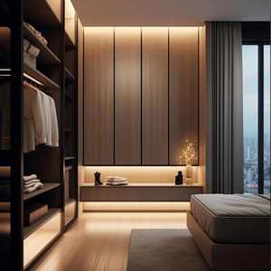 Muebles de guardarropa modernos personalizables con puerta de vidrio, armarios para dormitorio, Hotel, sala de estar, hogar, apartamento, Villa, uso - Product Image 1