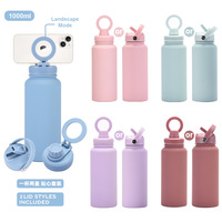Bouteille isotherme personnalisée en acier inoxydable sans BPA, 500 ml et 1000 ml, anti-fuite, ouverture à un clic, cadeaux d'affaires, voyage en extérieur, couleurs variées