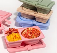 Boîtes à collation réutilisables en silicone de qualité alimentaire à double compartiment avec couvercles, boîte à collation pour vinaigrette, sauce et assaisonnement