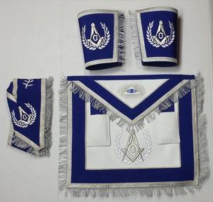 Masónica Regalia Master Mason, conjunto de piel de oveja con flecos y plata, delantal de albañil Regalia, venta al por mayor - Product Image 5