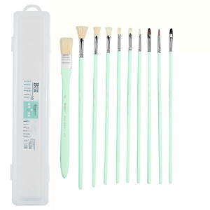 Set di 10 Pennelli Professionali Paul Cezanne con Manico in <span class=keywords><strong>Legno</strong></span>, Setole per Pittura a Olio, con Scatola in Plastica - Product Image 1