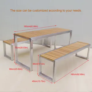 Wood Garden Table And Benches Factory Wholesale Outdoor Patio Garden Street Furniture Wooden Picnic Table And Bench