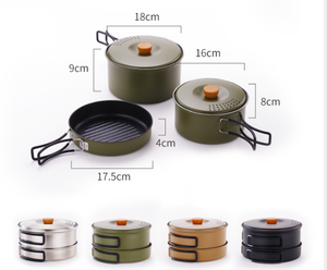 Nero antiaderente rivestimento campeggio <span class=keywords><strong>Set</strong></span> di pentole per <span class=keywords><strong>3</strong></span> persone per il viaggio campeggio arrampicata Tour Casual attività all'aperto arrampicata su ghiaccio - Product Image 6