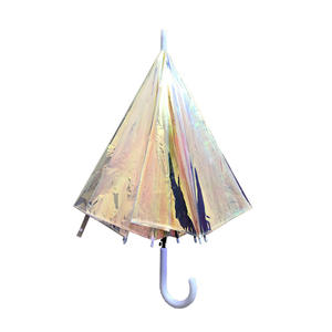 Ombrello automatico a manico lungo colorato trasparente con Laser ispessito nuovo ombrello pubblicitario con pellicola arcobaleno dritto - Product Image 1