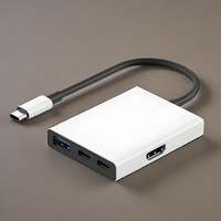 Adaptador Hub Tipo C 4 en 1 con Logotipo Personalizado, 2.1 4K HDTV, Base de Conexión de Aleación de Aluminio 2.1 para Carga y Transferencia de Datos de Portátiles