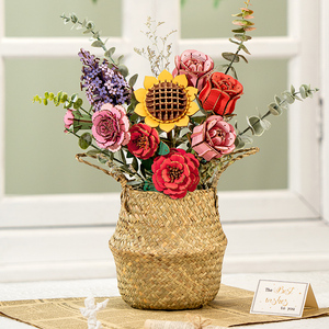 <span class=keywords><strong>Robotime</strong></span> US Warehouse Flor de madera artesanía flor montar Juguetes TW042 rosa roja modelo decoración de escritorio DIY rompecabezas <span class=keywords><strong>3D</strong></span> - Product Image 5