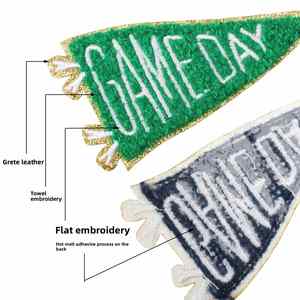 Triangle Game Day <b>Iron</b>-<b>On</b> Embroidery Nonwoven Felt Polyester Thread <b>Letter</b> Decoration Cloth Patch Stickers Bags Clothing - Product Image 2