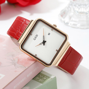 Montre à quartz carrée simple pour femme, style célébrité internet tendance et personnalisé, avec bracelet à deux maillons - Product Image 5