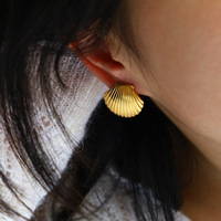 Boucles d'oreilles tendance en acier inoxydable plaqué or de la série Ocean Style, collection été, bijoux haut de gamme inaltérables