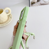Coque de téléphone souple en silicone liquide pour iPhone 18 17 16 15 14 Plus 13 Pro Max, avec sangle mate et finition bonbon, accessoires de téléphone en gros