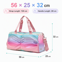 Sac de sport holographique irisé en gros avec panneau plissé et bandoulière pour femme, sac de voyage en nylon coloré