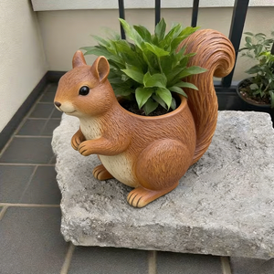 Maceta de resina realista con forma de ardilla - Maceta decorativa de animales del <span class=keywords><strong>bosque</strong></span> para jardín, soporte original para suculentas para patio - Product Image 4