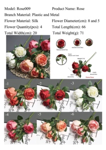 Wholesale <strong>Shana</strong> Rose Silk Flowers 66cm 8cm 5cm Heads 71g Multi Color for Wedding Home and Outdoor Decoration - Product Image 6
