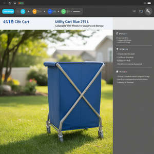 Carrello Multiuso Blu 215 L Pieghevole con Ruote per Lavanderia e Stoccaggio - Product Image 3