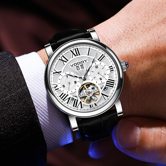 Mens Luxury Mechanical Watch | Tourbillon Luminous | Water Resistant | Business Style | Coin Dial | Stainless Steel Charm Alloy