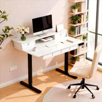 Bureau debout moderne et durable pour le télétravail avec tiroir de rangement intégré, réglable en hauteur électriquement, idéal pour les petits espaces