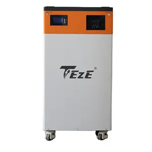 TezePower 51.2V 200Ah Powerwall LiFePO4 Battery 10kWh All in One Mobile ESS Built-in MPPT& 5kw Inverter BMS System